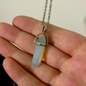 Crystal necklace, iridescent crystal